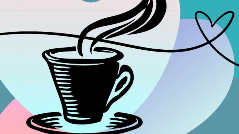 Illustration av en kaffekopp och hjärta. 