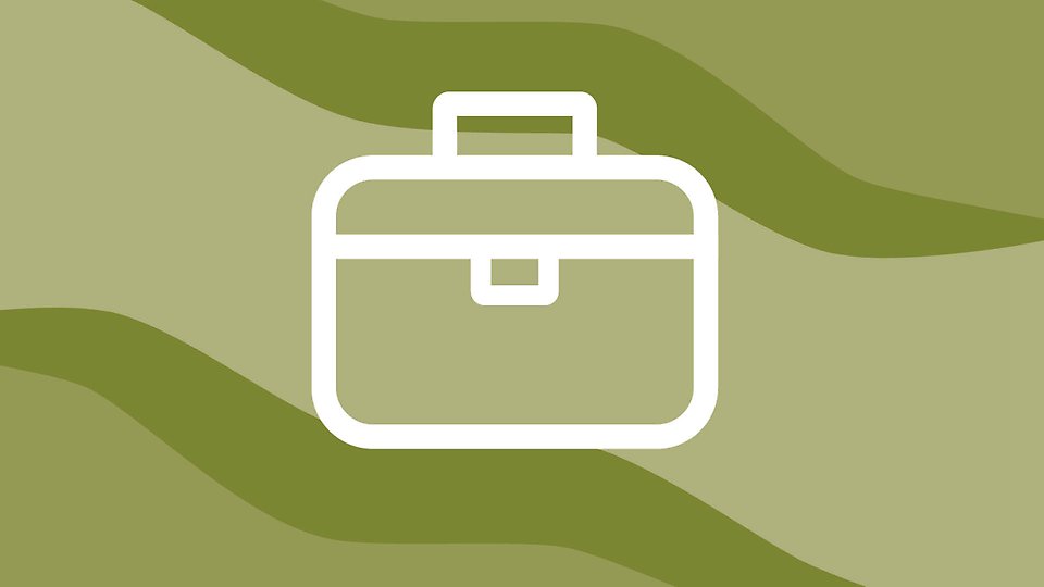 Illustration med grön bakgrund och vit portfölj. Illustration