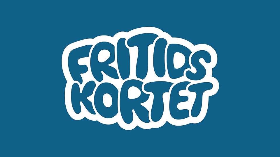 Illustrerad bild med texten Fritidskortet på en blå bakgrund. Illustrerad. 