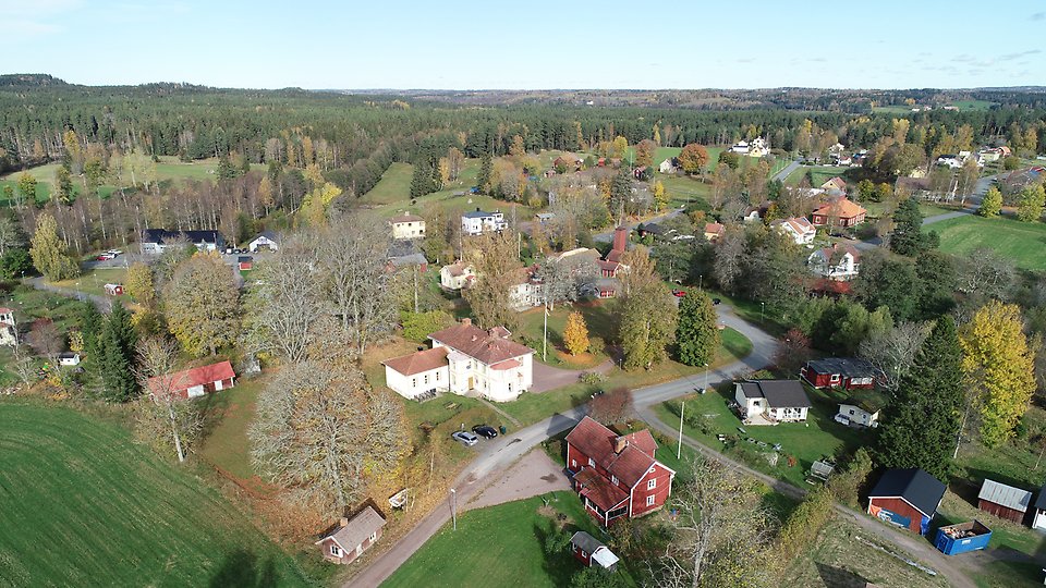 Flygbild över Hullaryd, Aneby kommun. Foto.
