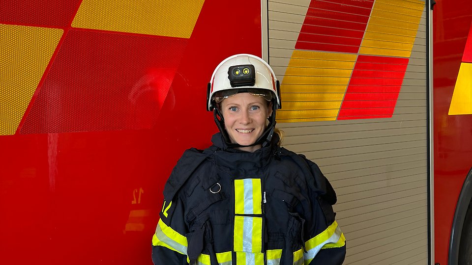 Helena Målquist, brandman i Aneby. Foto.